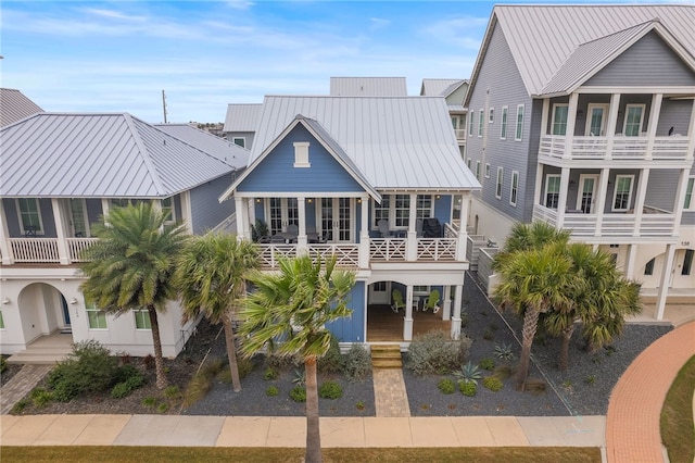 view of front of property featuring metal roof