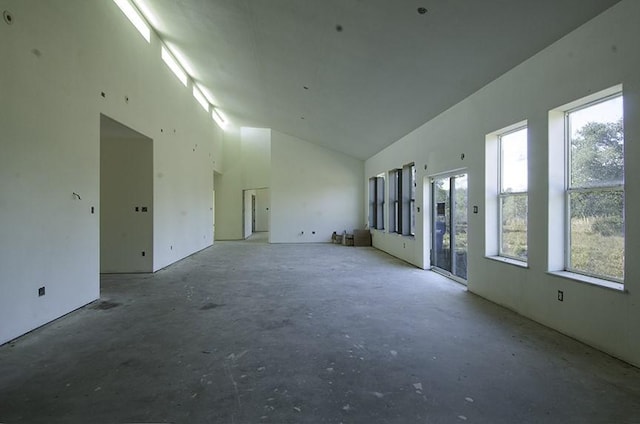 empty room with high vaulted ceiling