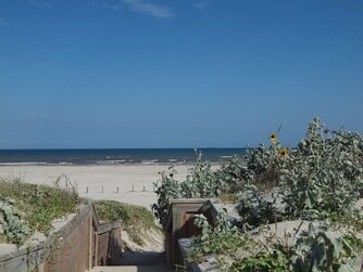 view of water feature featuring a beach view