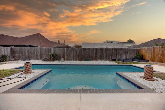 view of pool featuring a fenced backyard and a fenced in pool