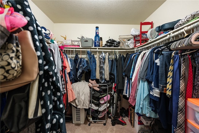 spacious closet with carpet