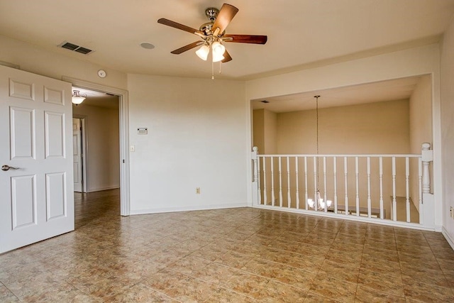 unfurnished room featuring ceiling fan