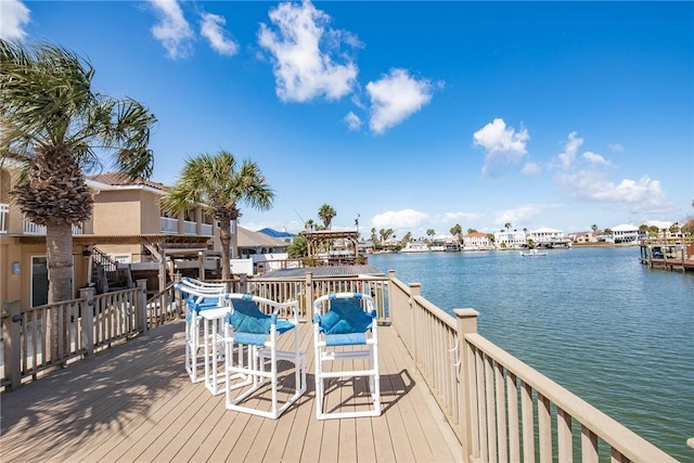 view of dock featuring a water view