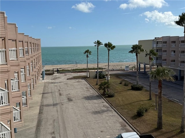 view of water feature with a view of the beach