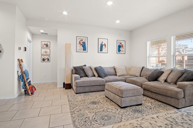 view of tiled living room