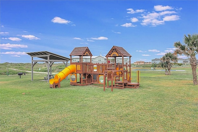 view of play area with a lawn