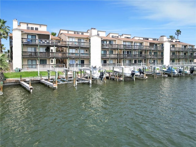 exterior space featuring a water view