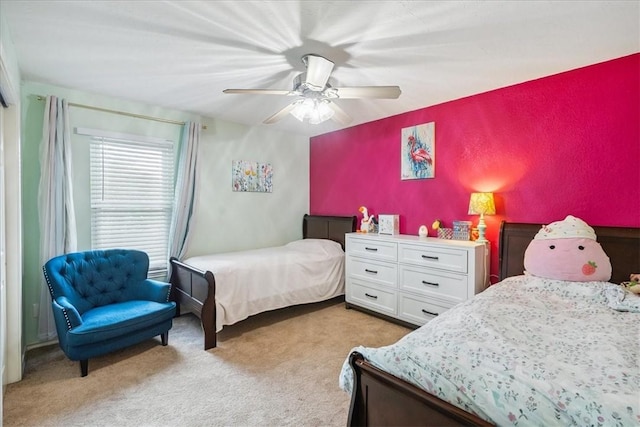 4537 Silver Hollow Dr, Corpus Christi, TX 78413 - bedroom featuring light colored carpet and ceiling fan