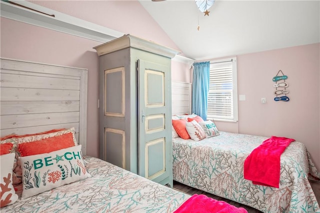 bedroom with vaulted ceiling