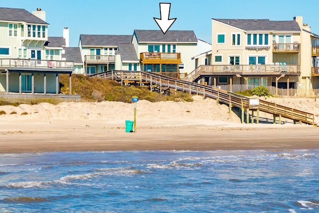 view of water feature featuring a beach view