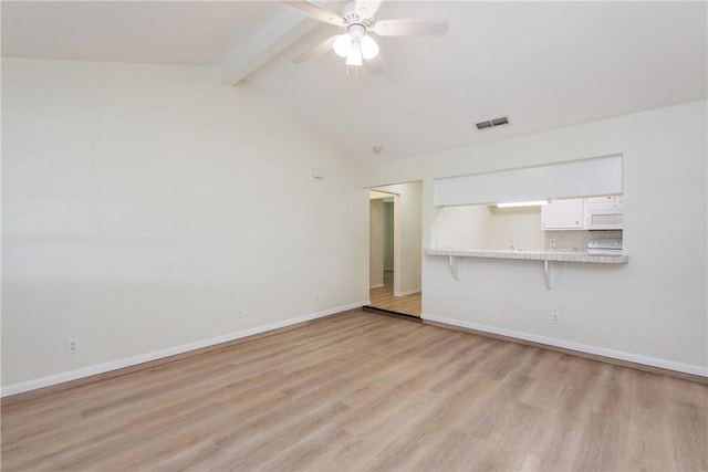 6117 Camwood Dr, Corpus Christi, TX 78415 - unfurnished living room with light wood finished floors, a ceiling fan, and baseboards