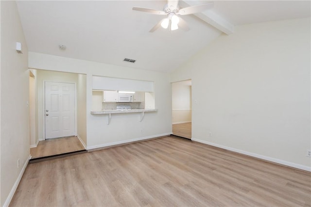 6117 Camwood Dr, Corpus Christi, TX 78415 - unfurnished living room with light wood-type flooring, a ceiling fan, and baseboards