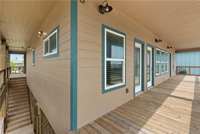 wooden deck with stairs