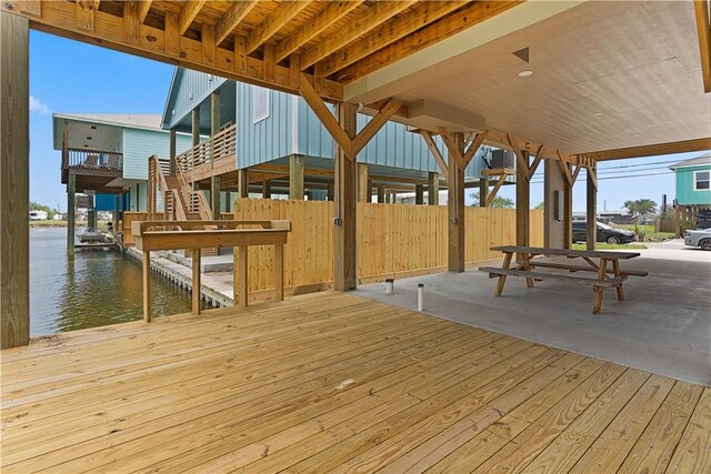 exterior space featuring a water view