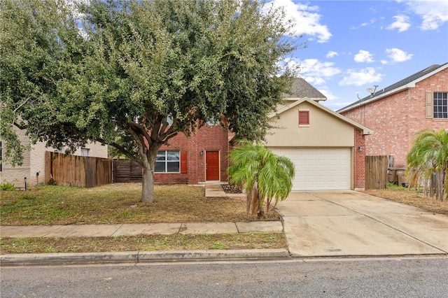 view of front of property with a garage