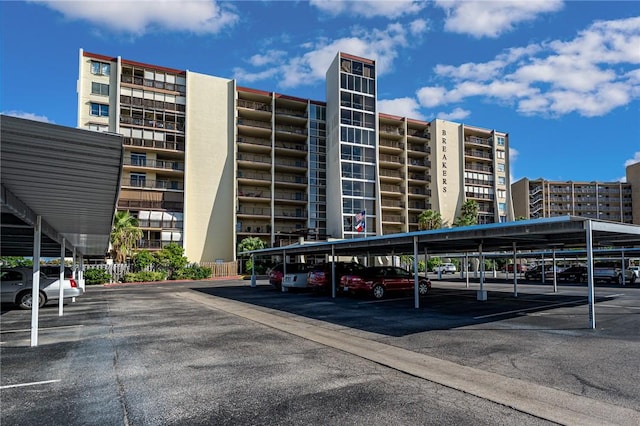 view of property with covered parking