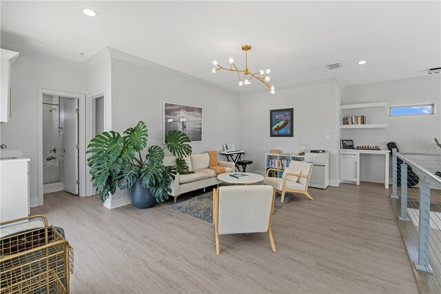 15130 Reales Dr, Corpus Christi, TX 78418 - living area with light wood finished floors, a chandelier, and recessed lighting