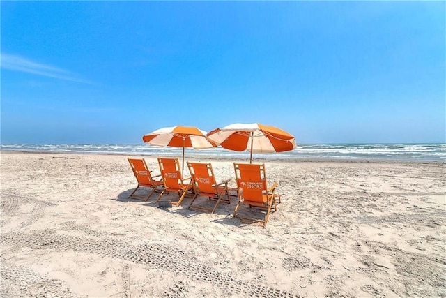 property view of water with a beach view