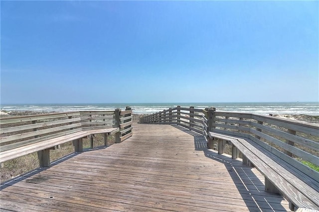 view of community featuring a view of the beach and a water view