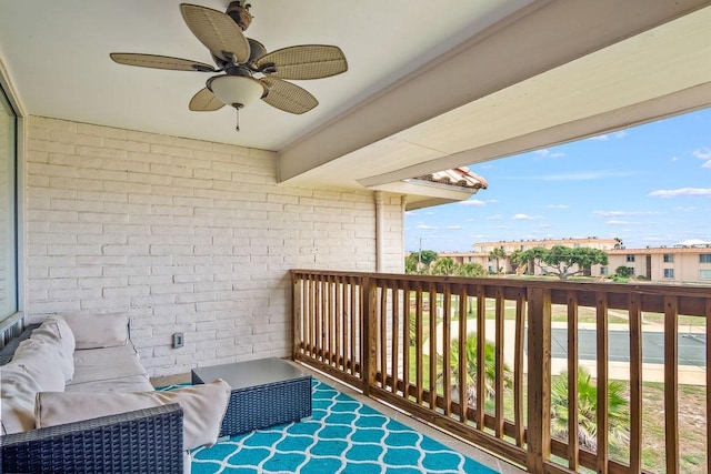 balcony with ceiling fan