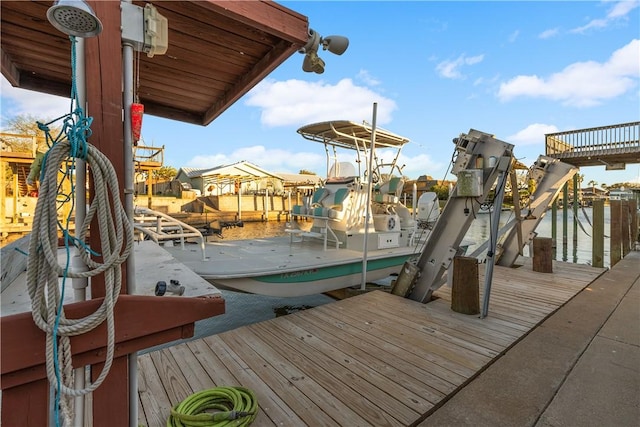 view of dock featuring boat lift