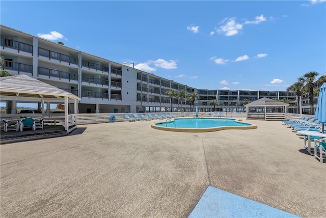 view of pool with a gazebo