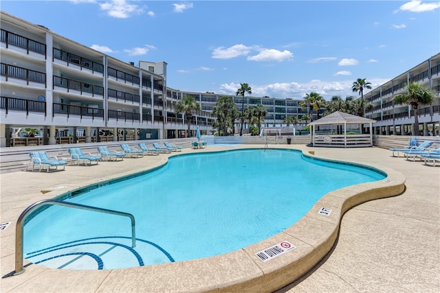 view of pool with a gazebo