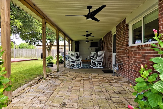 view of patio with ceiling fan