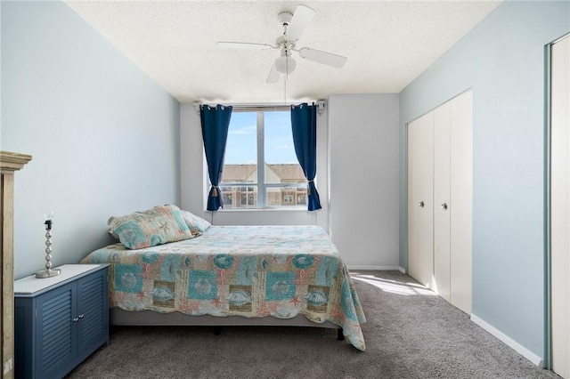 715 S Upper Broadway St Unit 404, Corpus Christi, TX 78401 - bedroom featuring carpet floors, a textured ceiling, and a ceiling fan