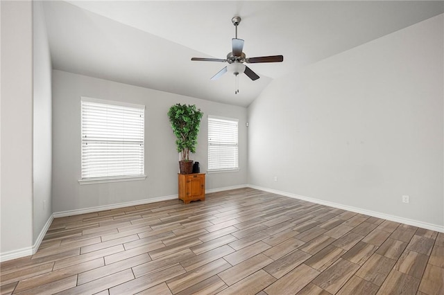 10113 Maverick, Corpus Christi, TX 78410 - unfurnished room featuring light wood finished floors, vaulted ceiling, and a ceiling fan