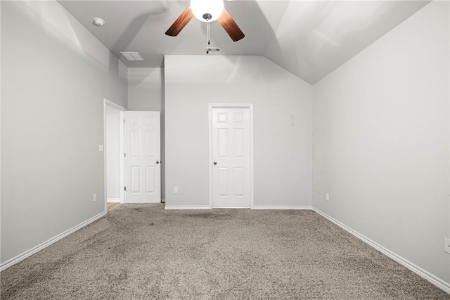 10113 Maverick, Corpus Christi, TX 78410 - unfurnished bedroom featuring visible vents, baseboards, lofted ceiling, and carpet floors