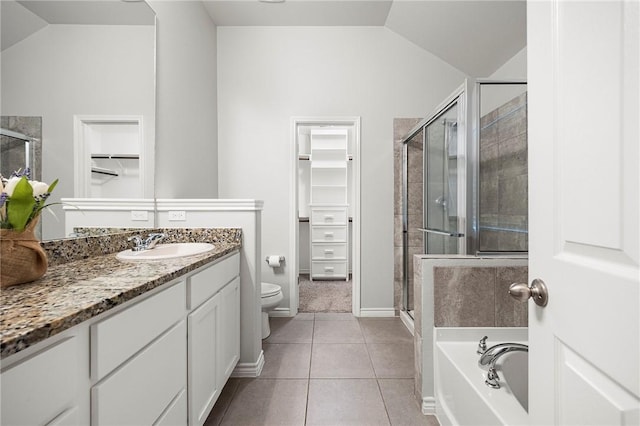 10113 Maverick, Corpus Christi, TX 78410 - full bath with a shower stall, a spacious closet, vanity, and vaulted ceiling