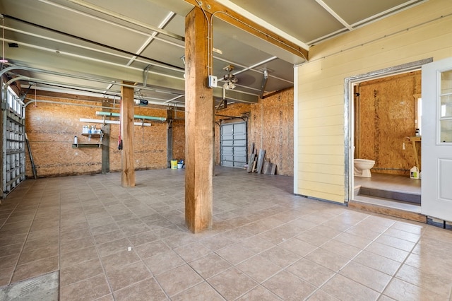 interior space featuring wooden walls