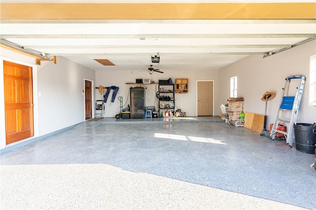 garage with a garage door opener