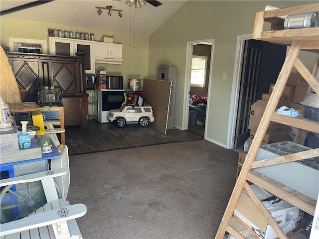 garage featuring ceiling fan