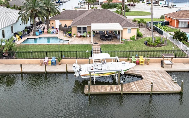 913 Pompano Dr, Aransas Pass, TX 78336 - dock featuring a patio area and a water view