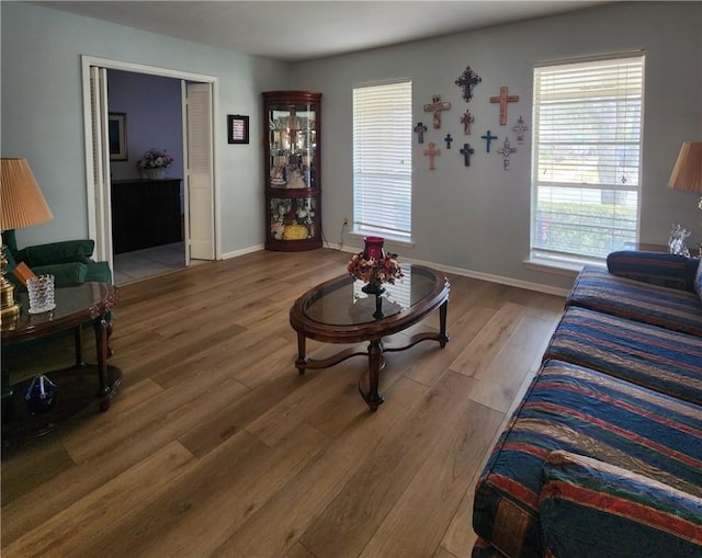 6421 Oakbrook Dr, Corpus Christi, TX 78413 - living area featuring a healthy amount of sunlight, baseboards, and light wood-style floors