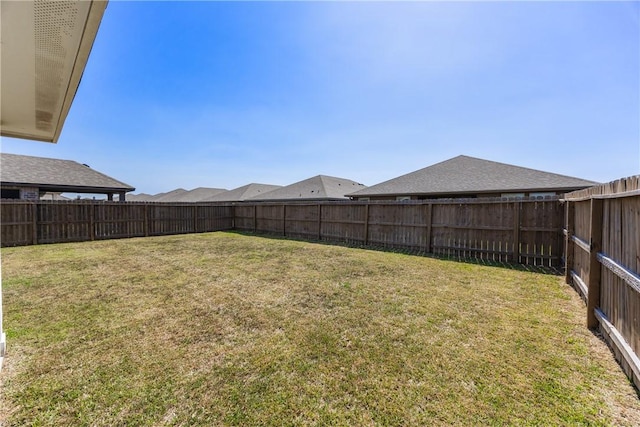 view of yard featuring a fenced backyard