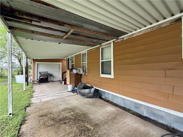 exterior space featuring a garage