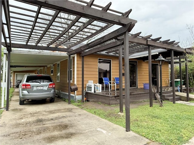 exterior space with a carport