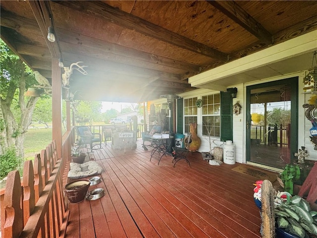 11521 Up River Rd, Corpus Christi, TX 78410 - wooden deck featuring covered porch