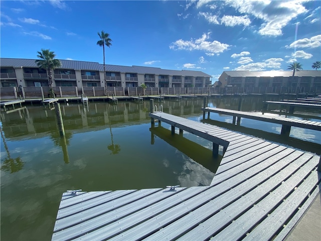 view of dock featuring a water view