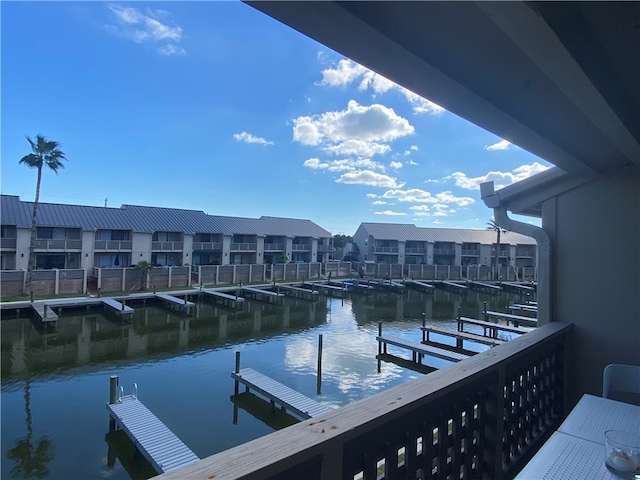 view of dock featuring a water view