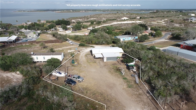 bird's eye view featuring a water view