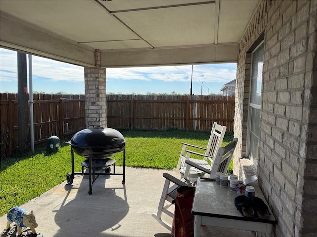 view of patio featuring area for grilling