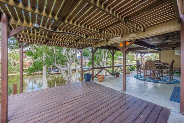 3346 Samoa Dr, Corpus Christi, TX 78418 - dock area featuring a water view and a patio