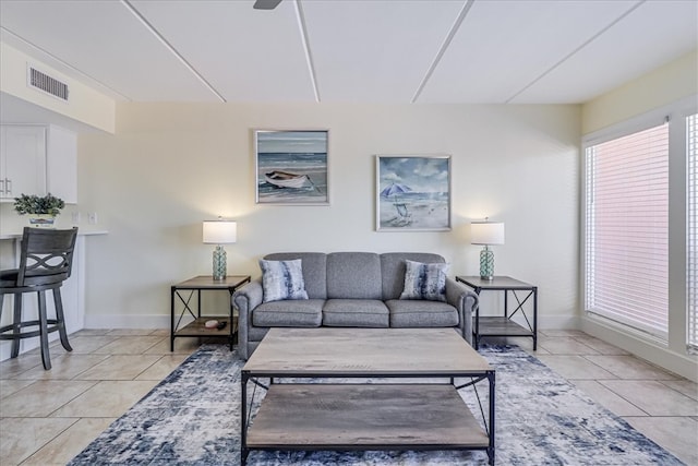 view of tiled living room