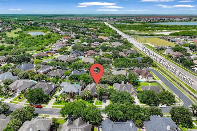 5609 Leicester Dr, Corpus Christi, TX 78414 - aerial view of property's location with a large body of water and nearby suburban area