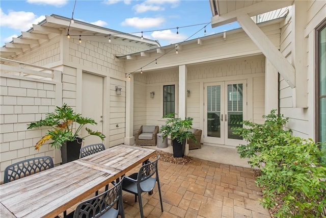 view of patio / terrace featuring french doors