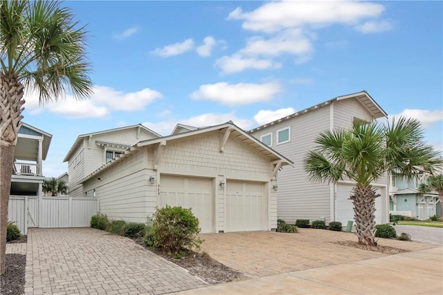 view of front of property with a garage